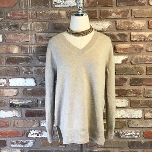 NAADAM Women's Oversized Oatmeal Cream V-Neck Soft Cashmere Tunic Sweater S